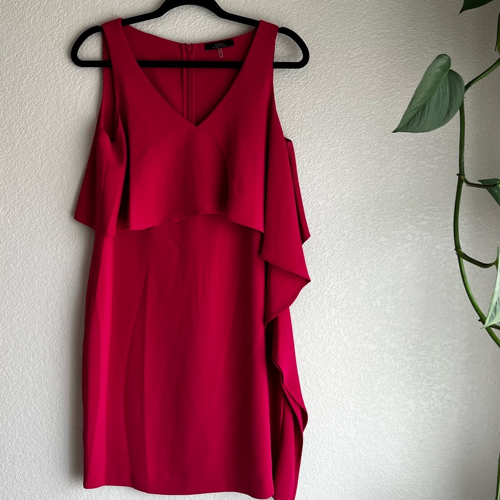 Trina Turk Pink Junya Popover Ruffle Sleeveless Sheath Dress Size 6